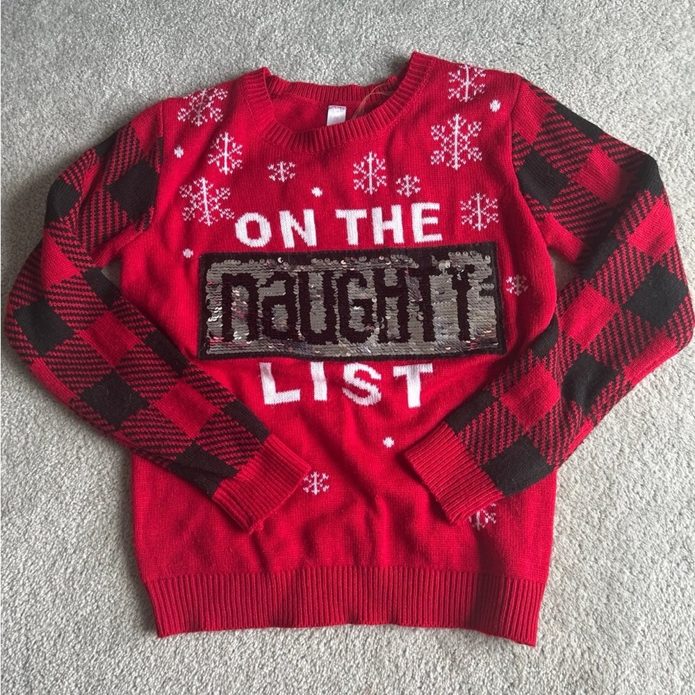 Red 'On the Naughty List' Christmas Sweater